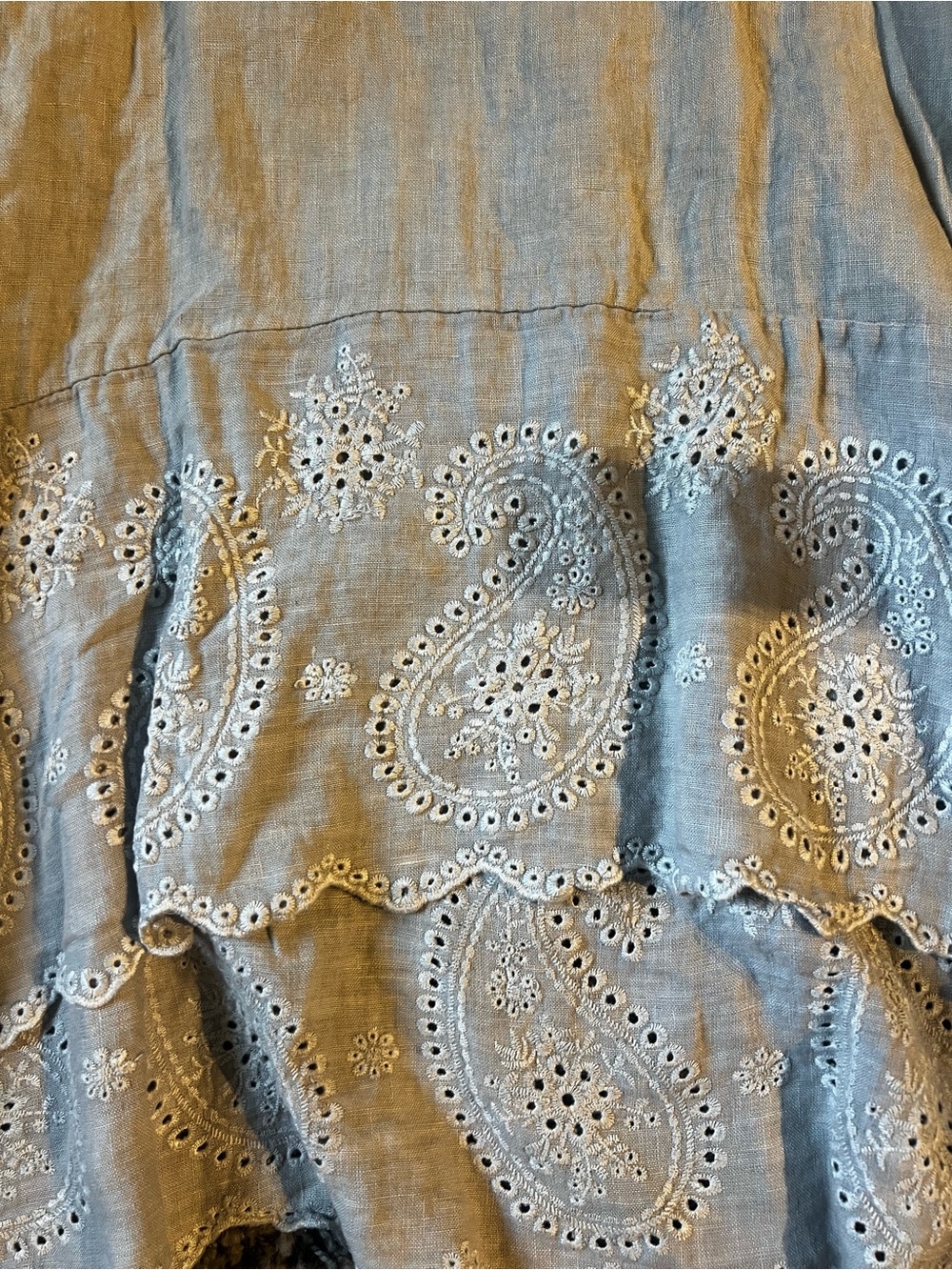 Purpling Light Gray 100% linen Midi Dress with Ruffle Hem - Picture 3 of 7